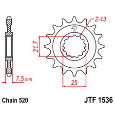 Řetězové kolečko JT15z, Kawasaki KFX 450R 08-14                                                                                                                                                                                                           