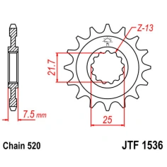 Řetězové kolečko JT15z, Kawasaki KFX 450R 08-14                                                                                                                                                                                                           