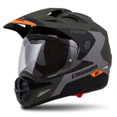 ŘILBA TOUR 1.1 SPECTRE, CASSIDA (ZELENÁ ARMY MATNÁ/ŠEDÁ/ORANŽOVÁ/ČERNÁ, PLEXI S PŘÍPRAVOU PRO PINLOCK)