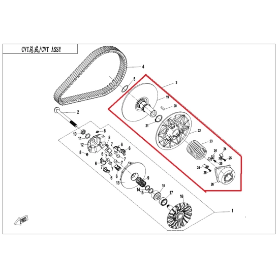 Velká řemenice variátoru CFMOTO                                                                                                                                                                                                                           