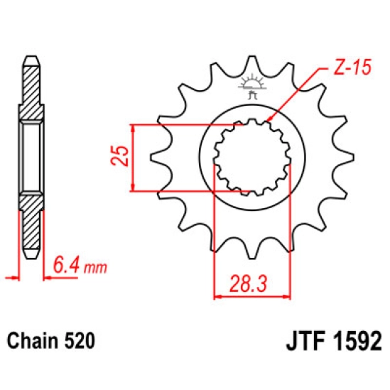 Řetězové kolečko JT 16 zubů                                                                                                                                                                                                                               