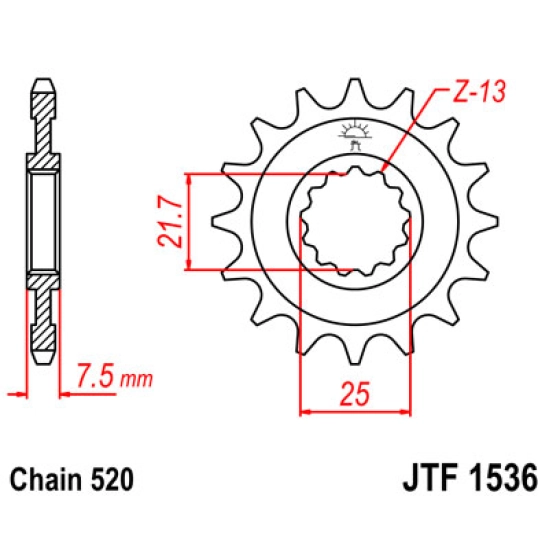 Řetězové kolečko JT14z, Kawasaki KFX 450R 08-14                                                                                                                                                                                                           