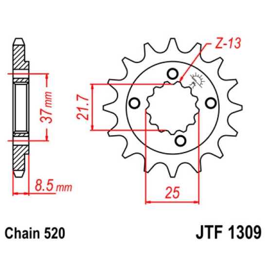 Řetězové kolečko JT 15z, Honda TRX 400                                                                                                                                                                                                                    