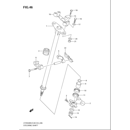 Uložení tyče řízení Suzuki LTR 450                                                                                                                                                                                                                        