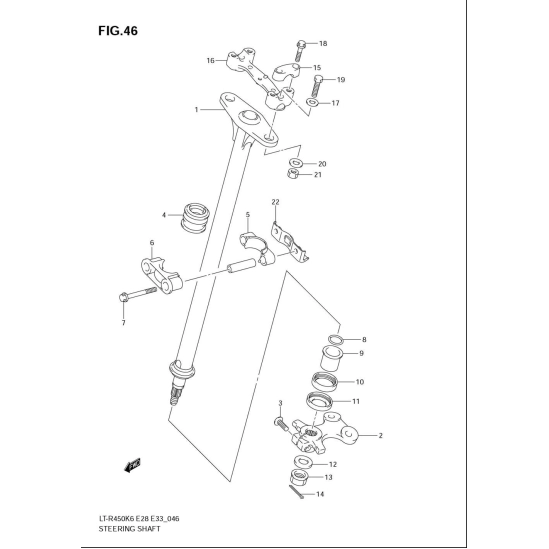Uložení tyče řízení Suzuki LTR 450                                                                                                                                                                                                                        