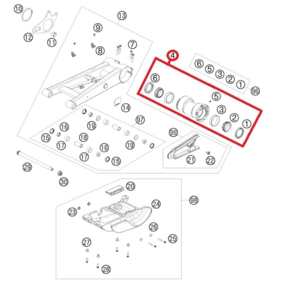 Excentrický náboj zadní osy pro čtyřkolky KTM                                                                                                                                                                                                             