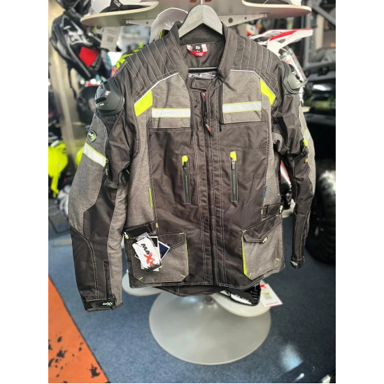 Textilní bunda dlouhá černo šedo zelený reflex MAXX NF2210