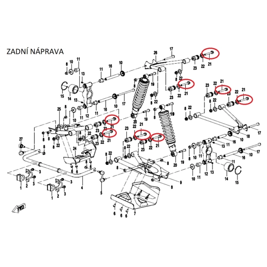 uložění ramen přední a zadní  náprava Gladiator - šroub                                                                                                                                                                                                   