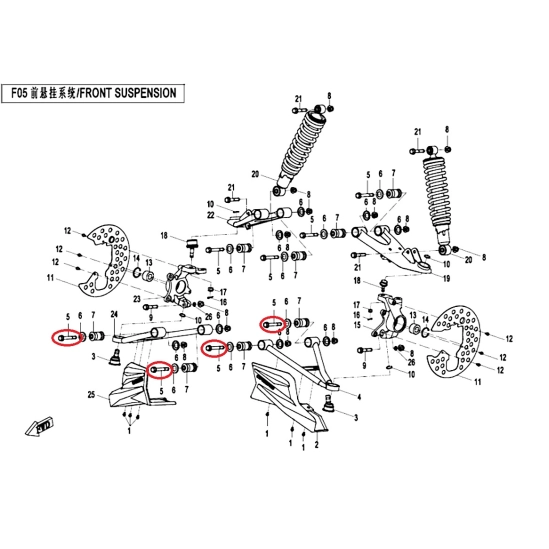 uložění ramen přední a zadní  náprava Gladiator - šroub                                                                                                                                                                                                   