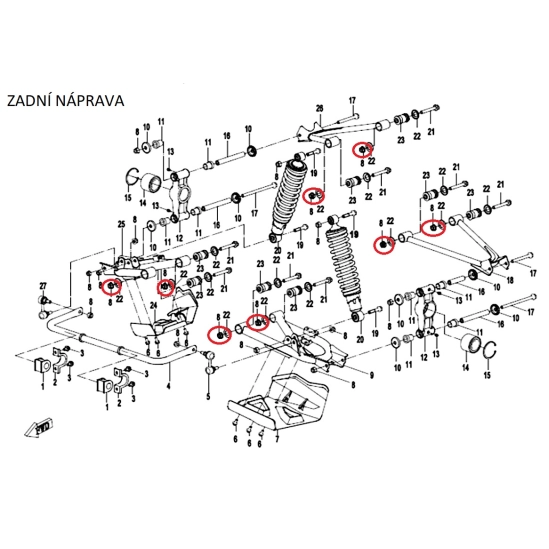 uložění ramen přední a zadní náprava Gladiator - matice                                                                                                                                                                                                   