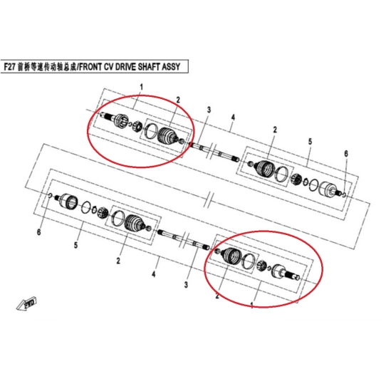 Kloub poloosy přední u kola CFMOTO                                                                                                                                                                                                                        