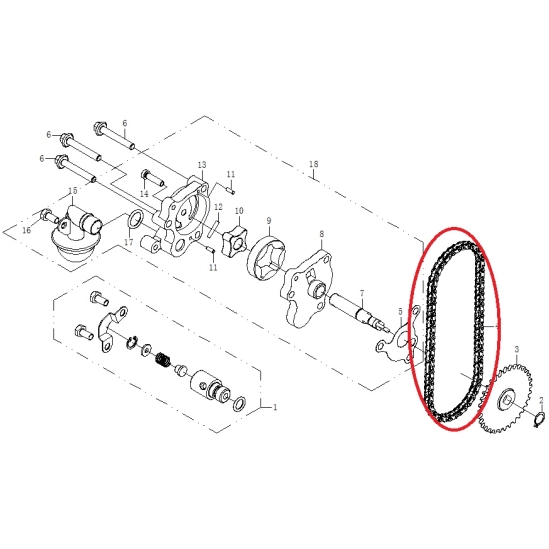 Řetízek olejové pupmy - CFMOTO                                                                                                                                                                                                                            