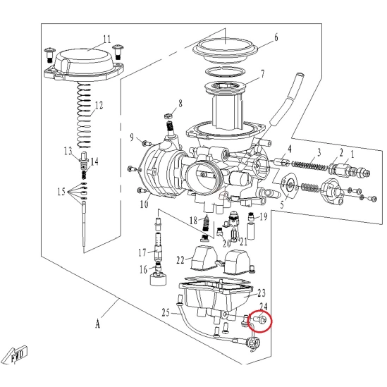 Vypouštěcí šroubek karburátoru- CFMOTO                                                                                                                                                                                                                    