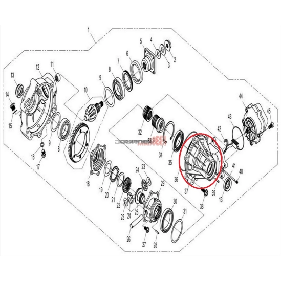 Diferenciál přední - levá část- CFMOTO                                                                                                                                                                                                                    