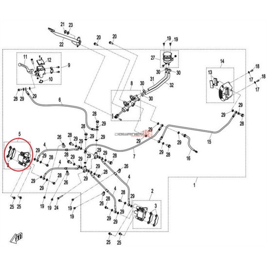 Přední pravý brzdič Gladiator 510, 530, X5, X6, X8, X550                                                                                                                                                                                                  