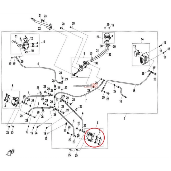 Přední levý brzdič Gladiator 510, 530, X5, X6, X8, X550                                                                                                                                                                                                   