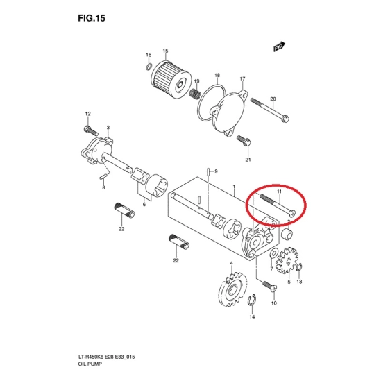 Šroub olejový pumpa Suzuki LT-R450Z                                                                                                                                                                                                                       