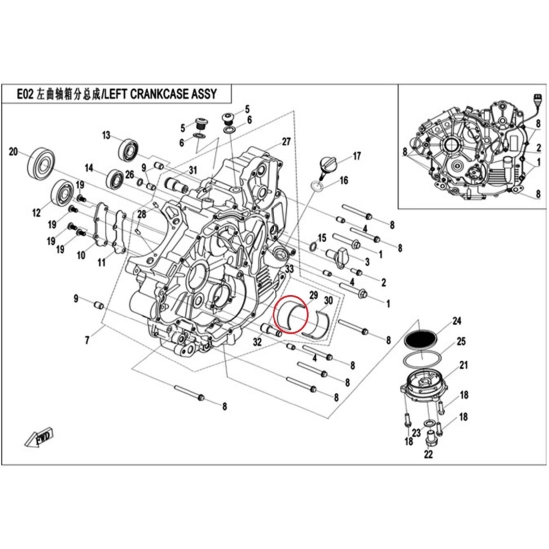 Pouzdro ložiska - kluzná pánev CFMOTO                                                                                                                                                                                                                     