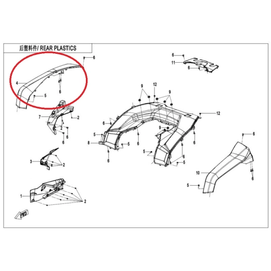 zadní pravý blatník X625-A                                                                                                                                                                                                                                