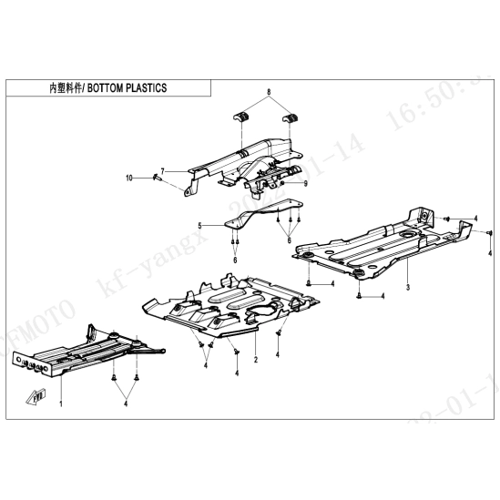 Plast podvozku zadní - CFMOTO X450-A, X520-A G1                                                                                                                                                                                                           