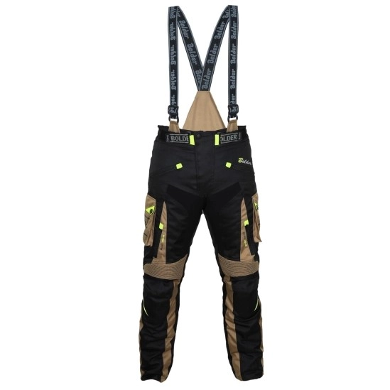 Adventure turismo kalhoty enduro hnědá/černá/fluo žlutá