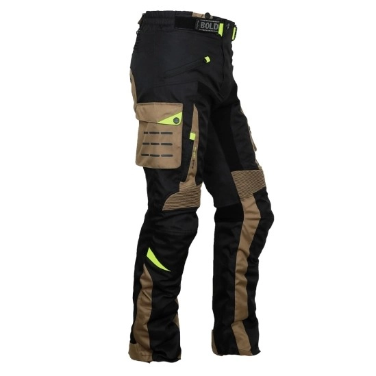 Adventure turismo kalhoty enduro hnědá/černá/fluo žlutá