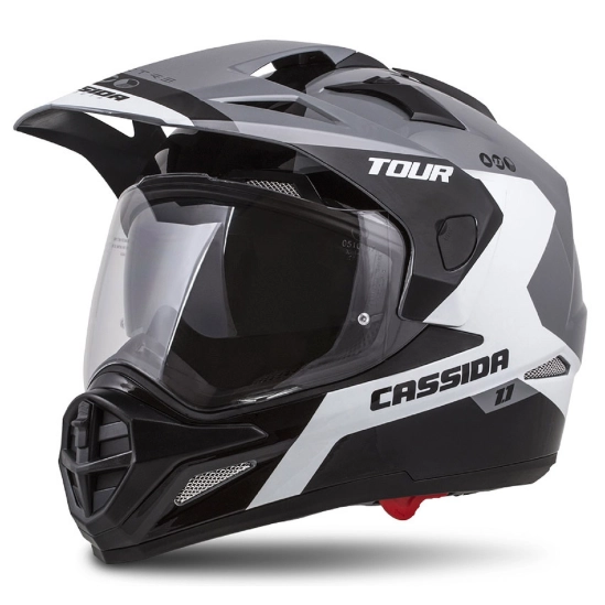 PŘILBA TOUR 1.1 SPECTRE, CASSIDA (ŠEDÁ/BÍLÁ/ČERNÁ, PLEXI S PŘÍPRAVOU PRO PINLOCK)