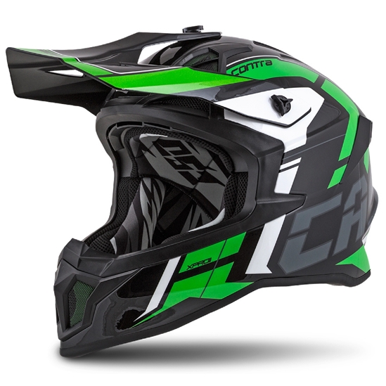 PŘILBA CROSS PRO II CONTRA, CASSIDA (ZELENÁ/ČERNÁ/ŠEDÁ/BÍLÁ) VEL. XS