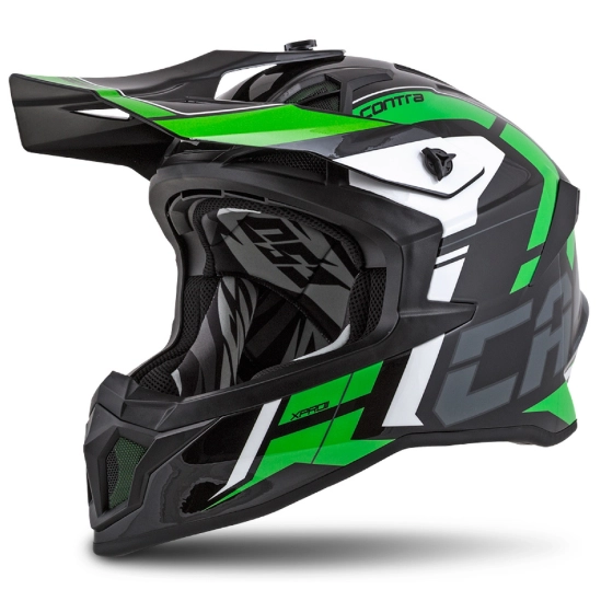 PŘILBA CROSS PRO II CONTRA, CASSIDA (ZELENÁ/ČERNÁ/ŠEDÁ/BÍLÁ) VEL. XS