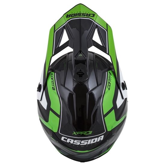 PŘILBA CROSS PRO II CONTRA, CASSIDA (ZELENÁ/ČERNÁ/ŠEDÁ/BÍLÁ) VEL. XS