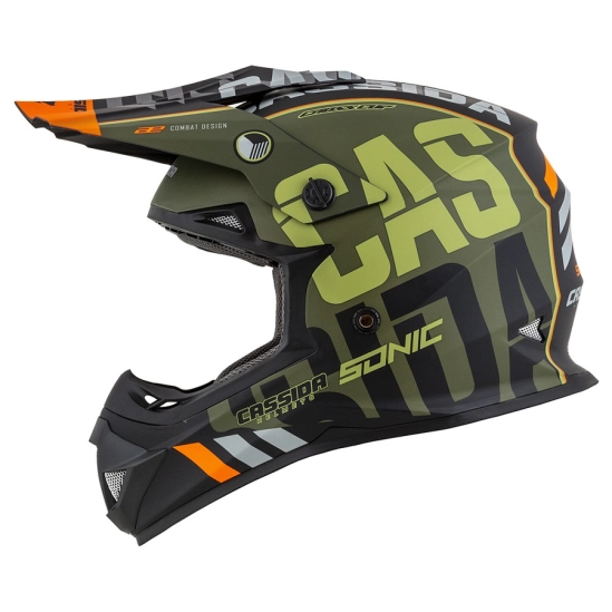 PŘILBA CROSS CUP SONIC, CASSIDA (ZELENÁ MATNÁ/ORANŽOVÁ/ČERNÁ/ŠEDÁ)
