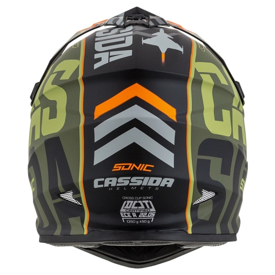 PŘILBA CROSS CUP SONIC, CASSIDA (ZELENÁ MATNÁ/ORANŽOVÁ/ČERNÁ/ŠEDÁ)
