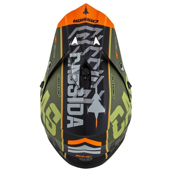 PŘILBA CROSS CUP SONIC, CASSIDA (ZELENÁ MATNÁ/ORANŽOVÁ/ČERNÁ/ŠEDÁ)