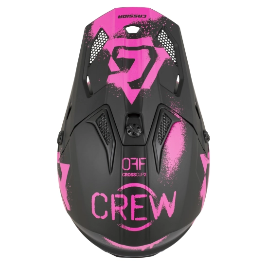 Helma dětská CROSS CUP 2 CREW JUNIOR, CASSIDA (ČERNÁ MATNÁ/RŮŽOVÁ FLUO))